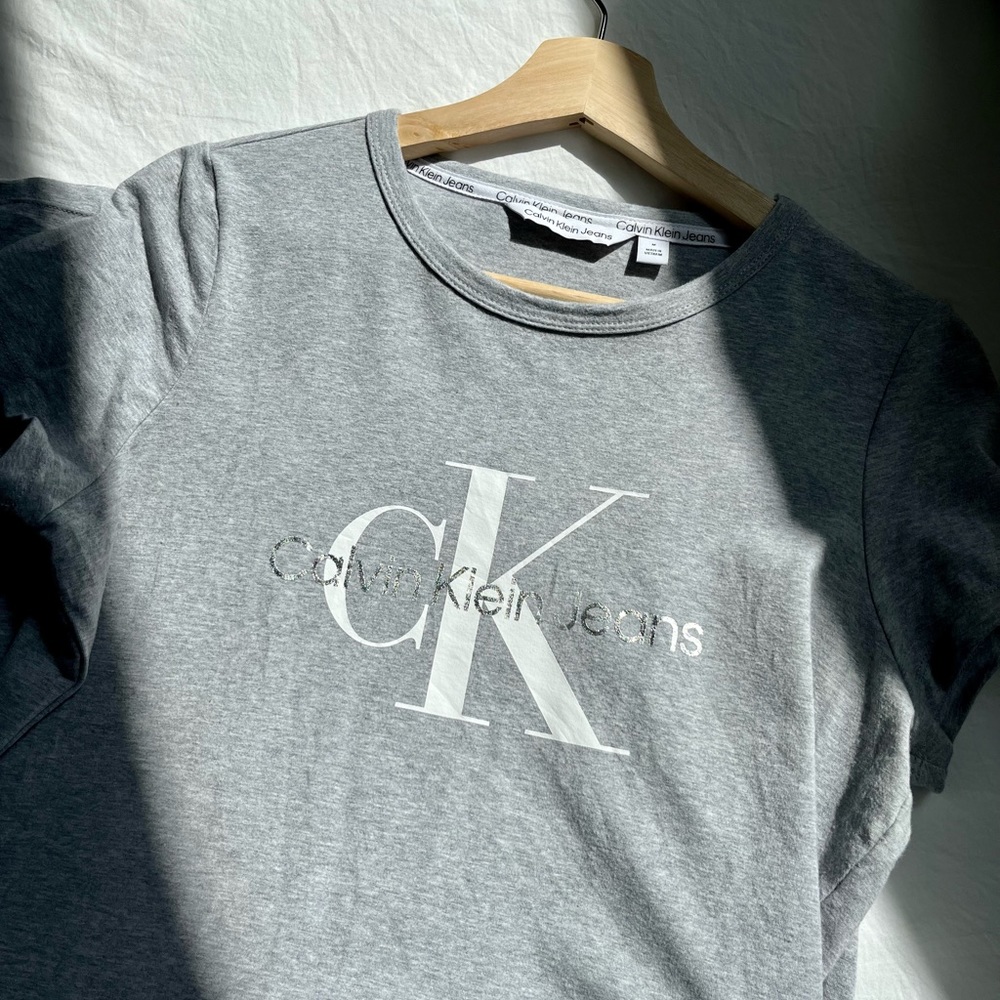 Calvin Klein Metallic Monogram Logo T-Shirt Dress